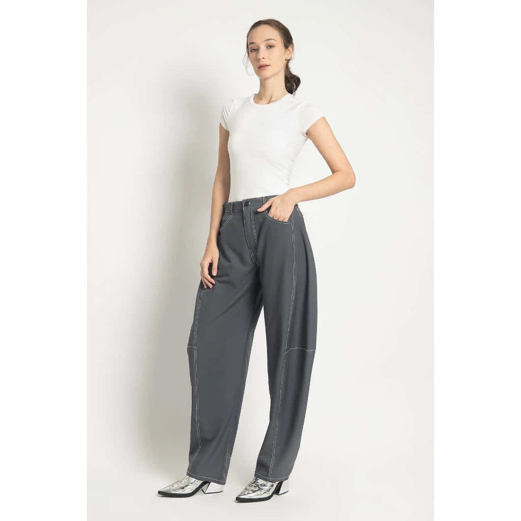 Bailey Barrel Leg Pants Grey - Alexalexa