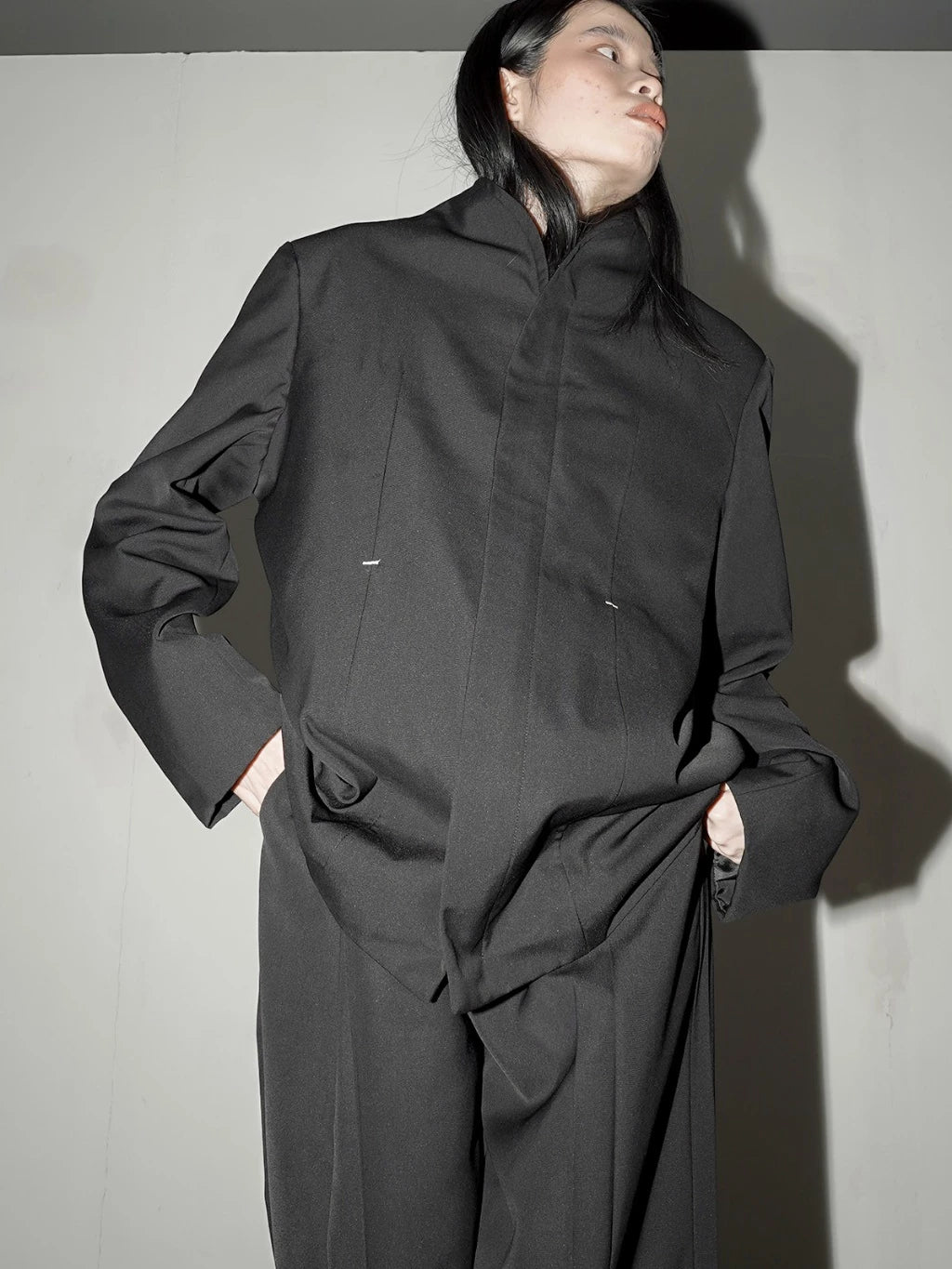 Highcollar Tailored Blazer Black - Nylony