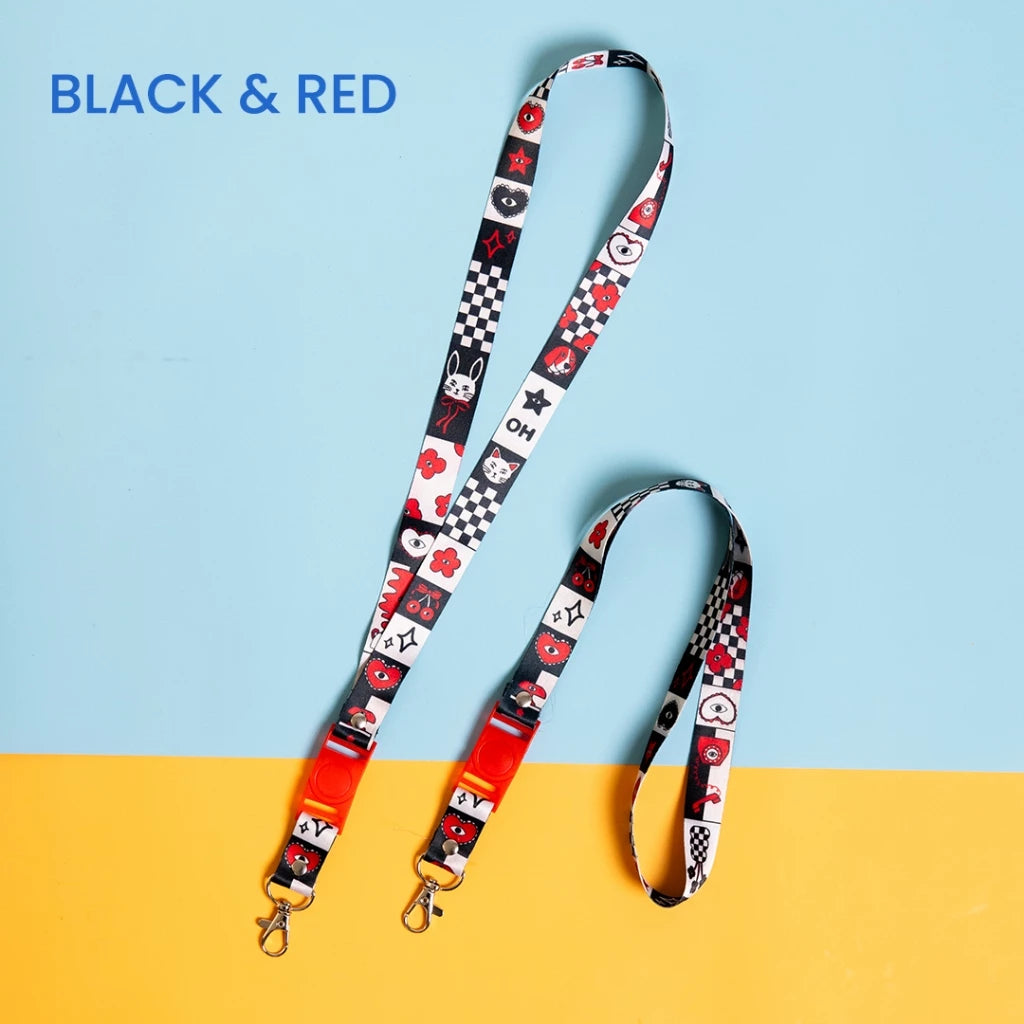 ''Black & Red'' Fun Match Lanyard Strap - Oh.Irv