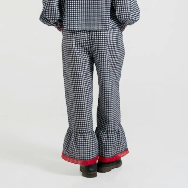 Gingham Ruffle Pants Black - Saya Saya