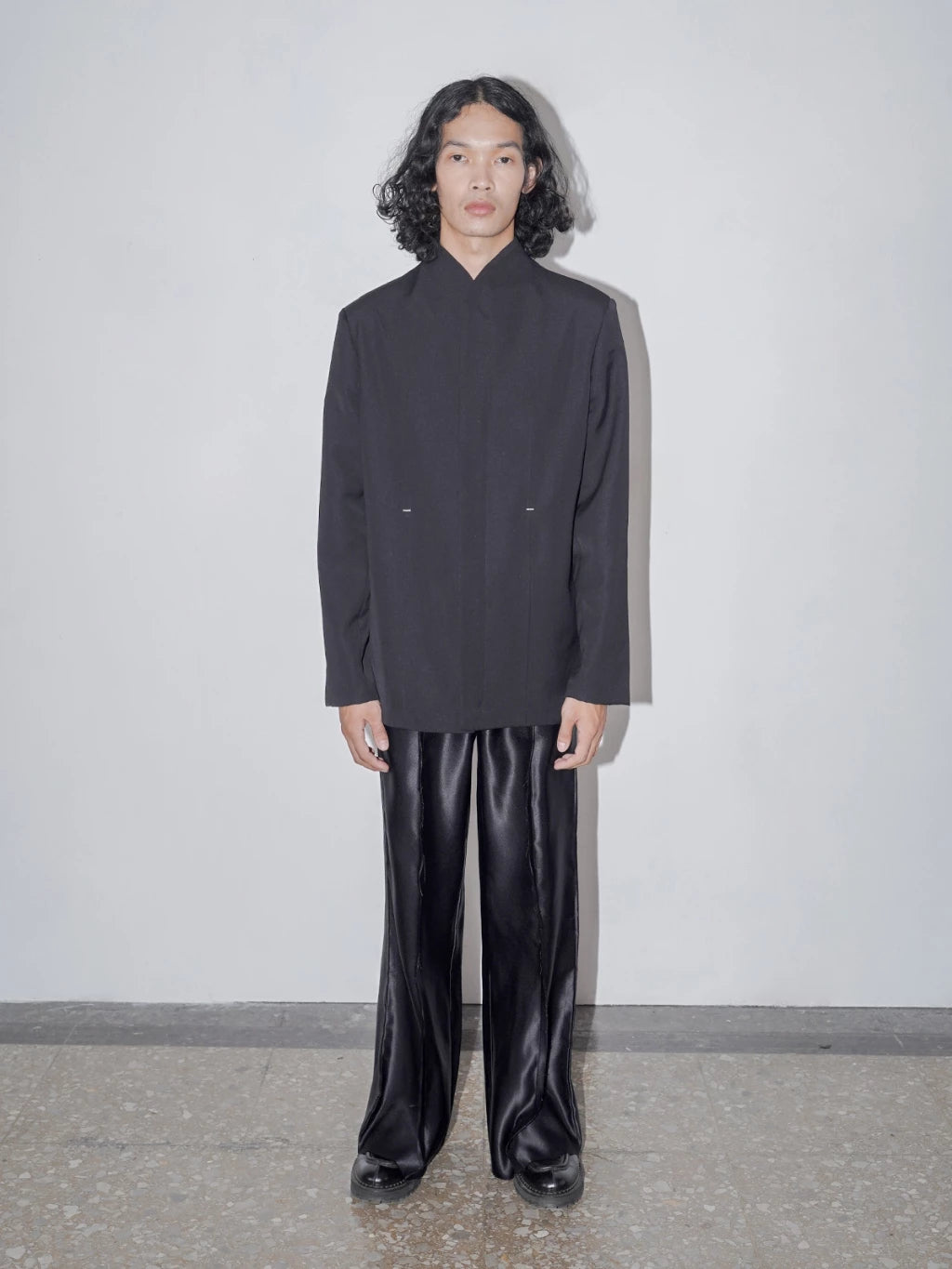 Highcollar Tailored Blazer Black - Nylony