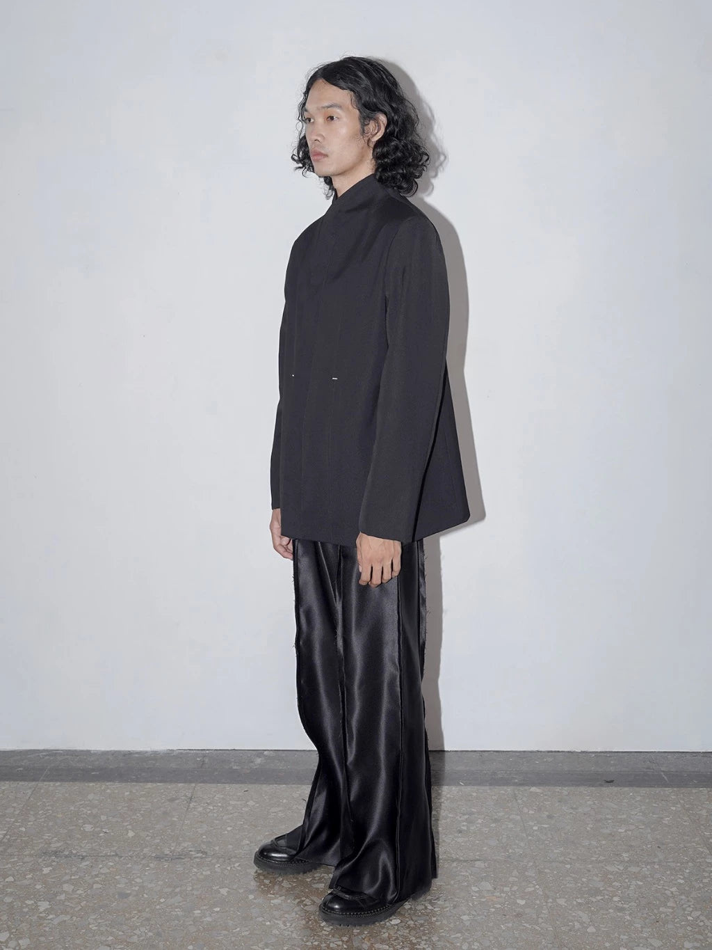 Highcollar Tailored Blazer Black - Nylony