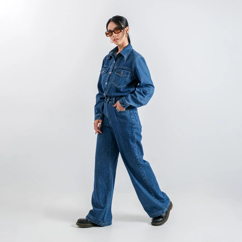 Mandy Jumsuit Denim Dark Blue - Ambra La Moda