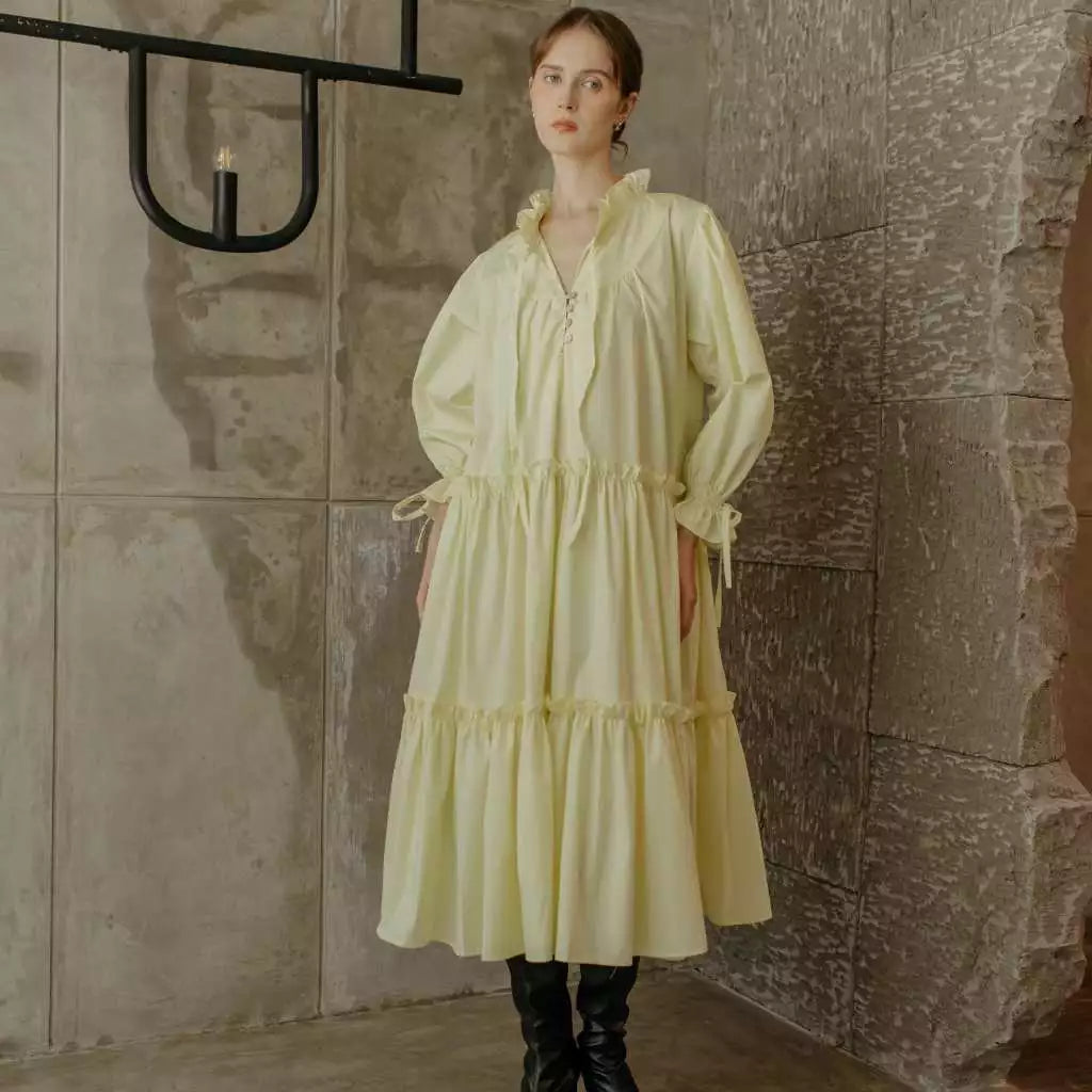 Nora Dress Soft Yellow - Miroir