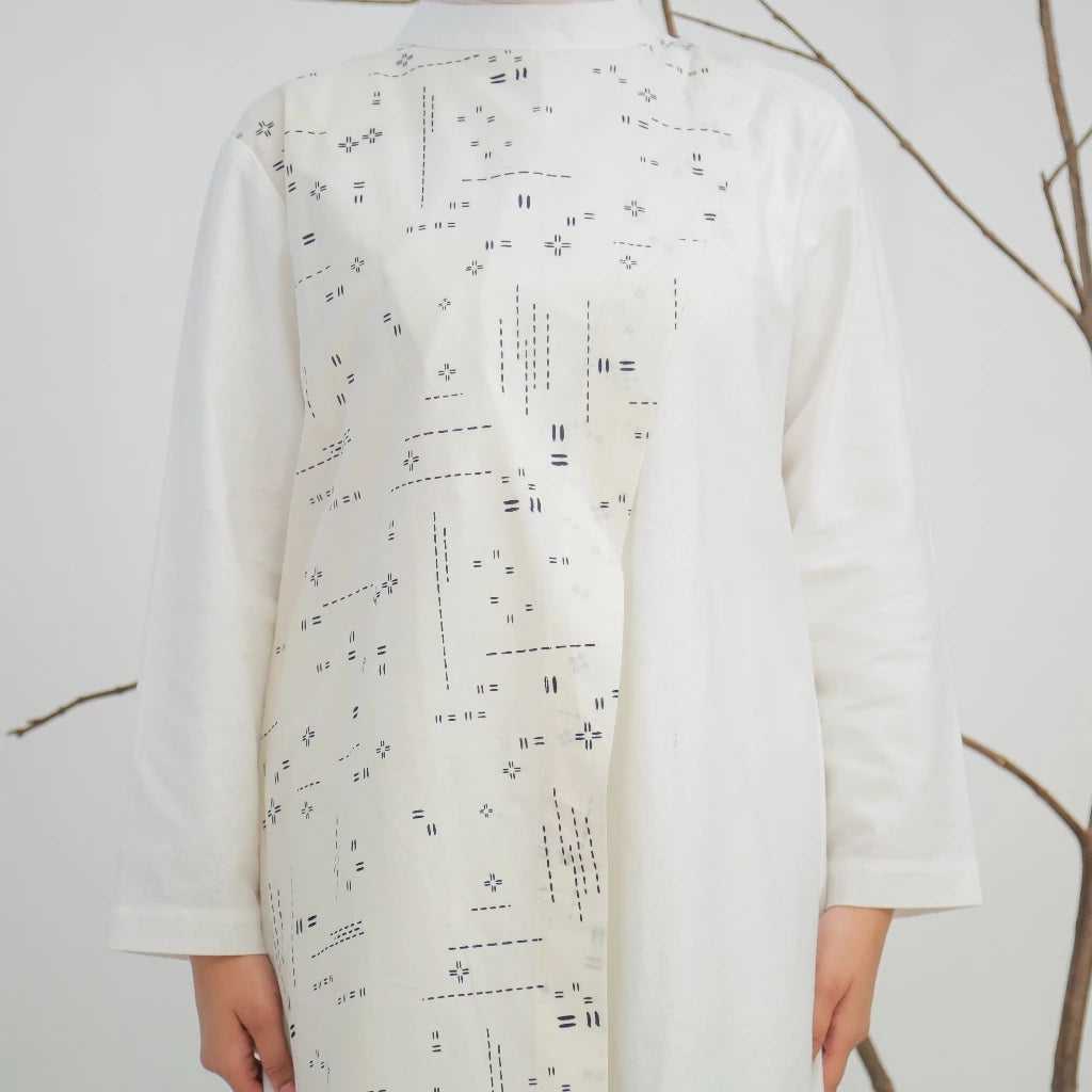 Raia Tunic Longsleeve White - Kain Lokal