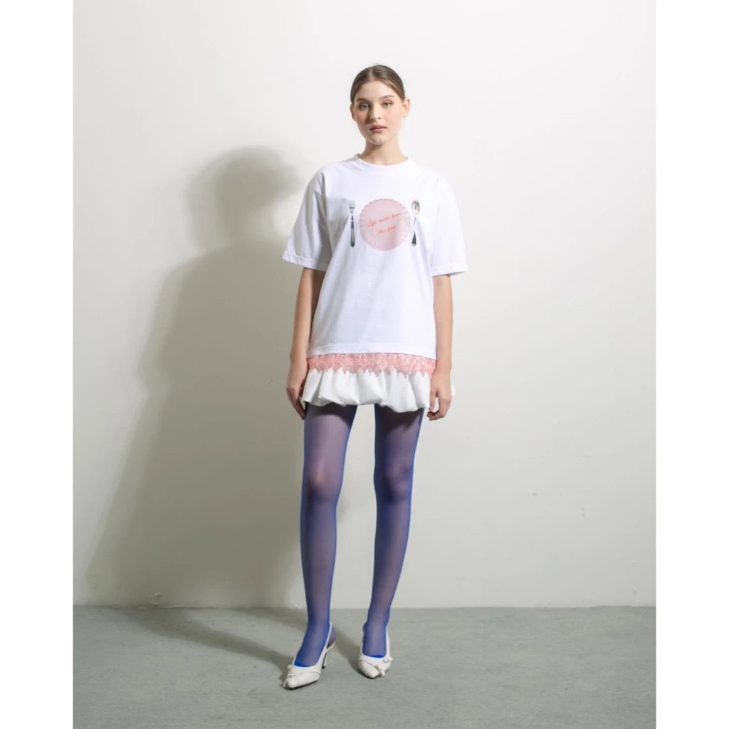 Dinner Date Lace TShirt White - Tuff Puff