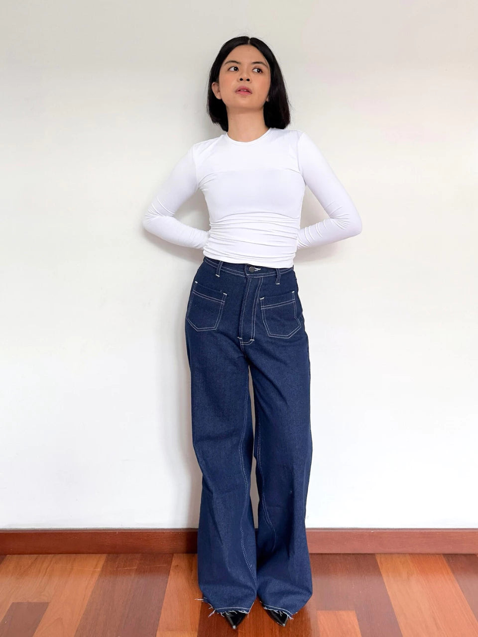 Lucy Pocket Wide Leg  Denim Jeans Pants - The Auctus
