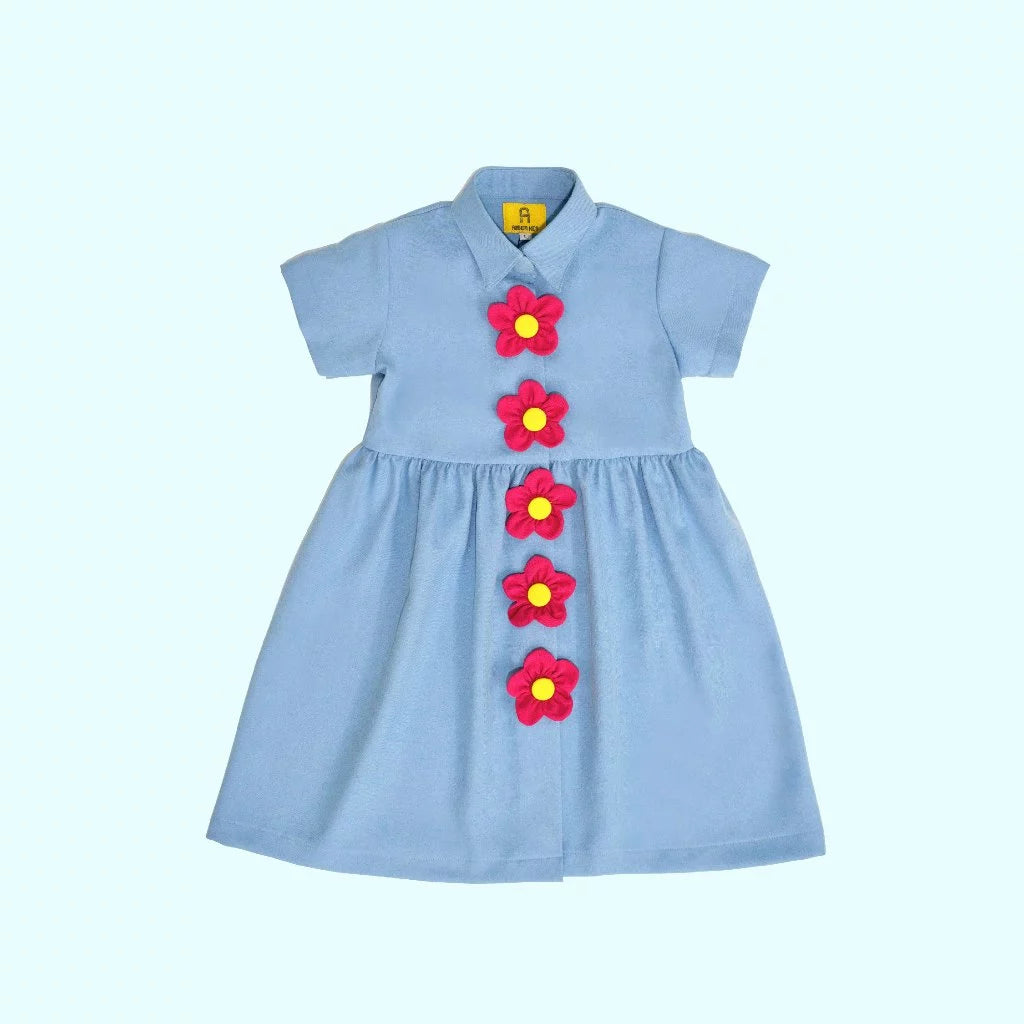 Blossom Dress Blue - Amber Kids