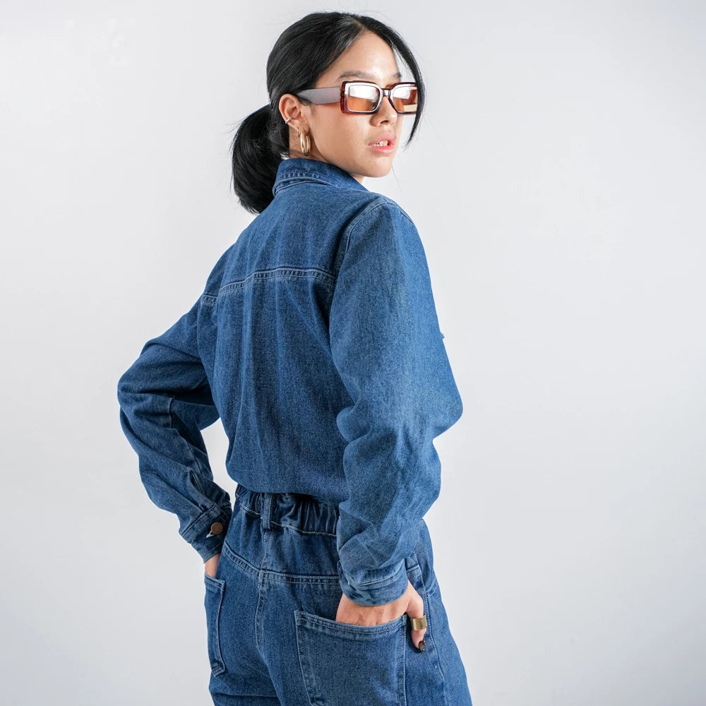 Mandy Jumsuit Denim Dark Blue - Ambra La Moda