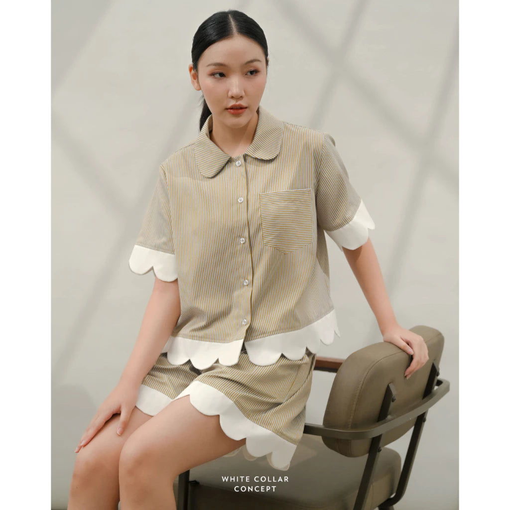 Octa Top Cinnamon Stripe - White Collar Concept