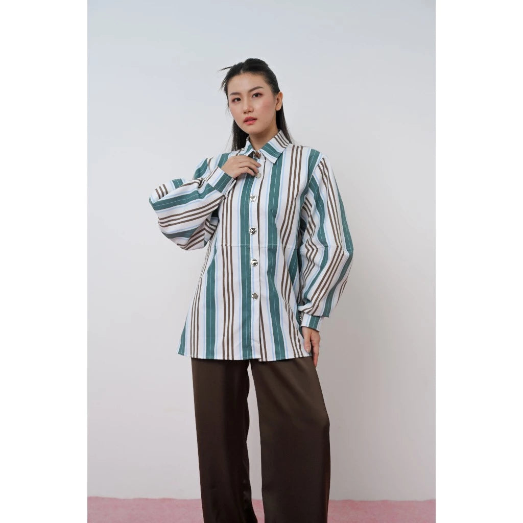 Moss Shirt - Coastal Stripes Green - LR Studio