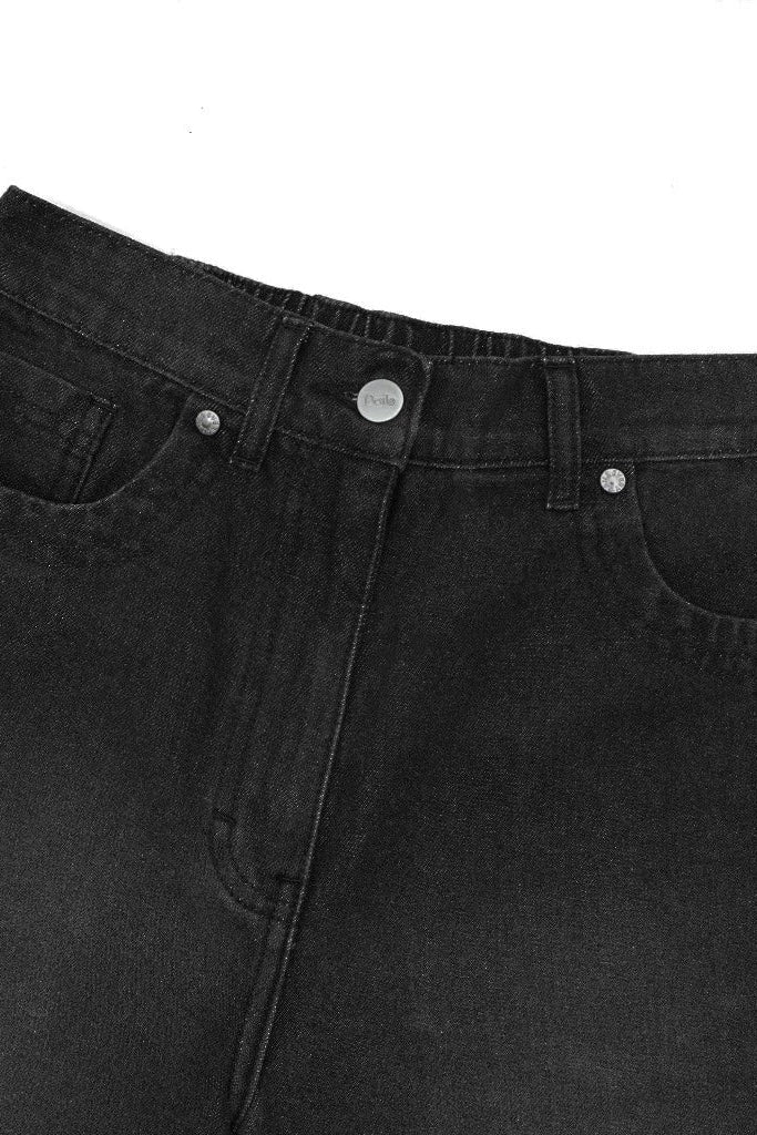 Carla Short Denim Pants Black Wash - Daile