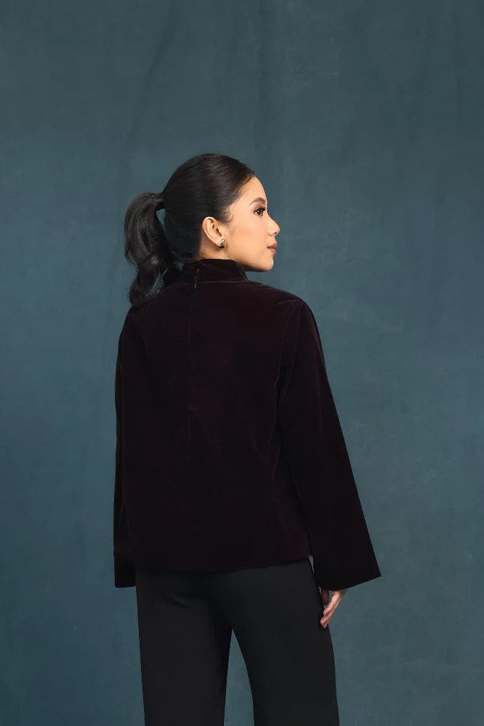 Aurel Velvet Collar Button Outer - Mine
