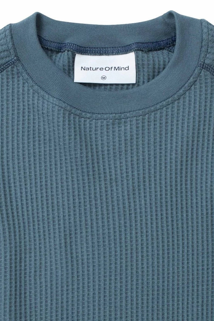 Raglan Waffle Crewneck Blue - Nature Of Mind