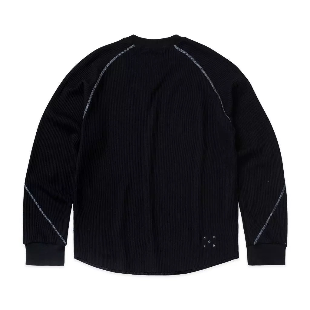 Raglan Waffle Crewneck Black - Nature Of Mind