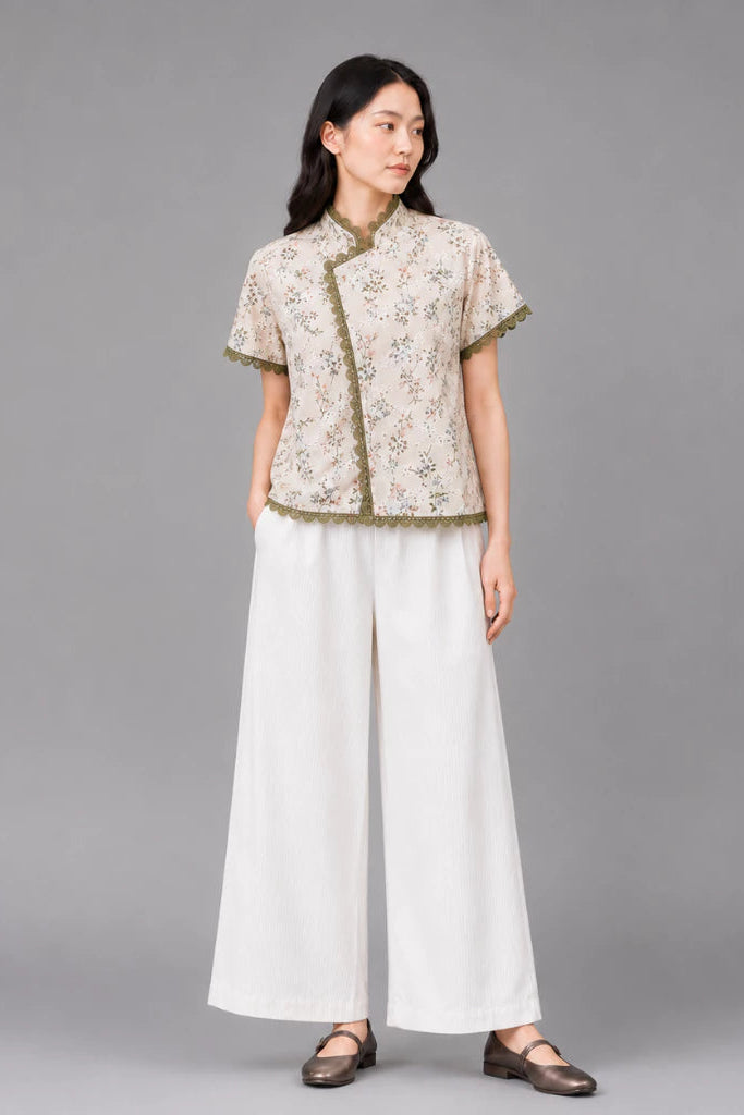 Janggan Flower Shirt Creme - Aumone