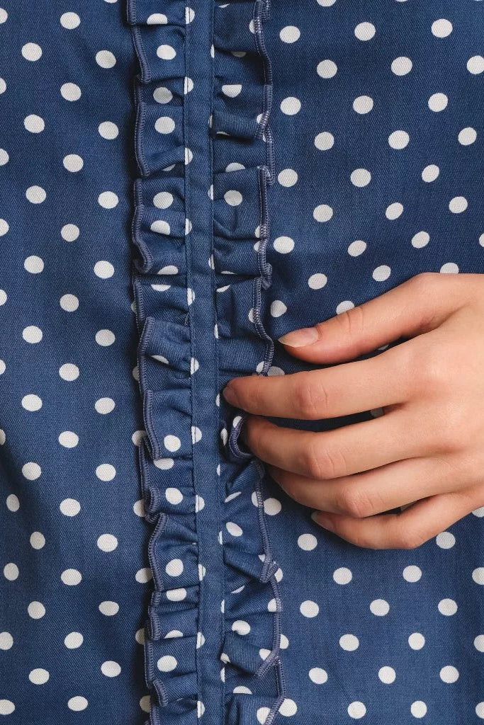Jolie Tank Navy Polkadot Top - Jinzu