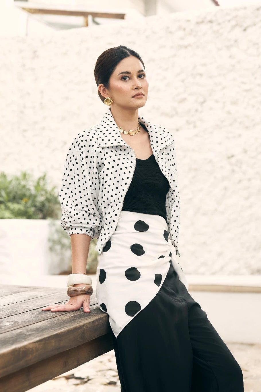 Dottie Jacket Polkadot White - Mine