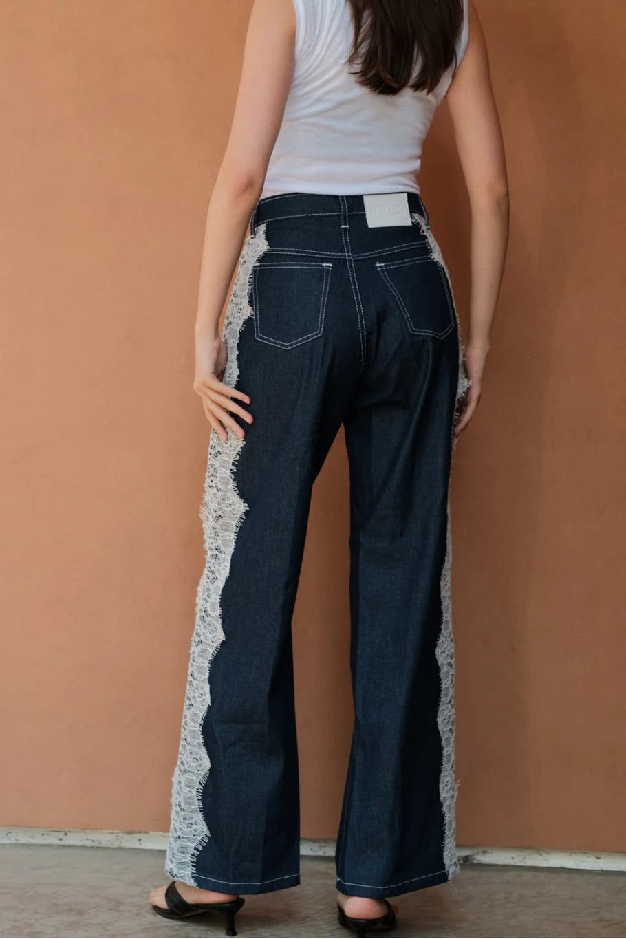 Kate Lace Denim Pants Indigo Blue - The Auctus
