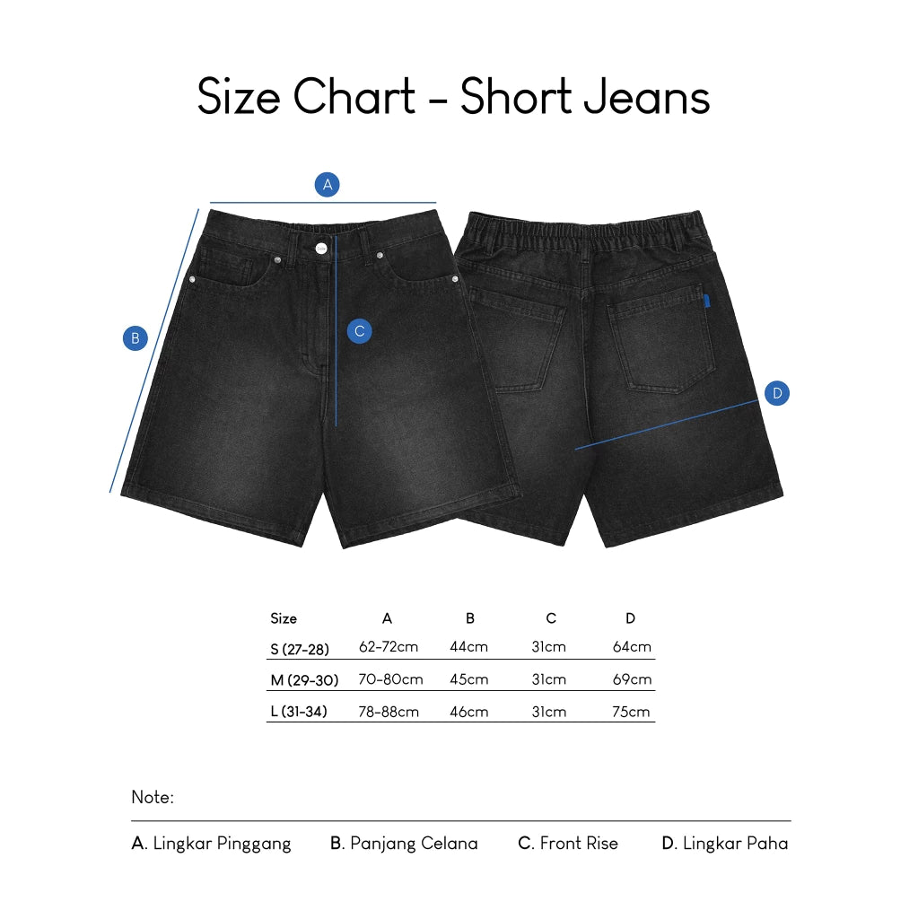Carla Short Denim Pants Black Wash - Daile