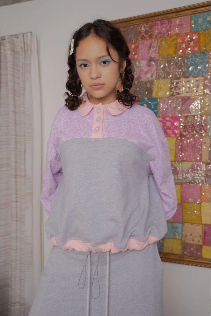 Momo Button Sweater Grey - Pink - Hintuturo