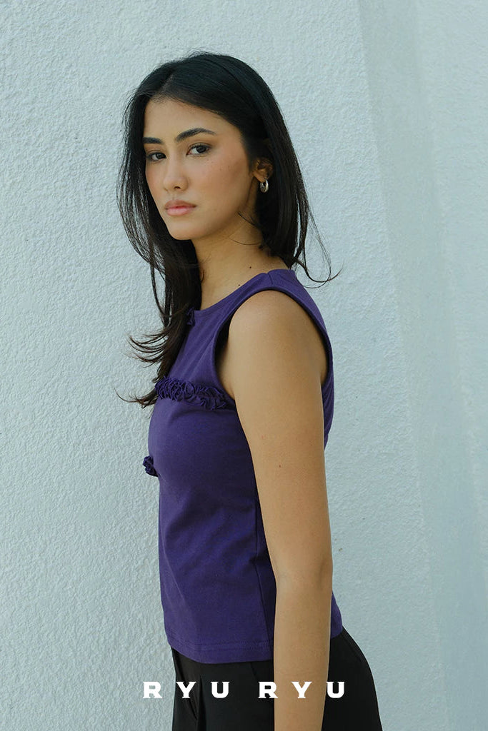 Iris Ruffle Tank In Purple - Ryuryu