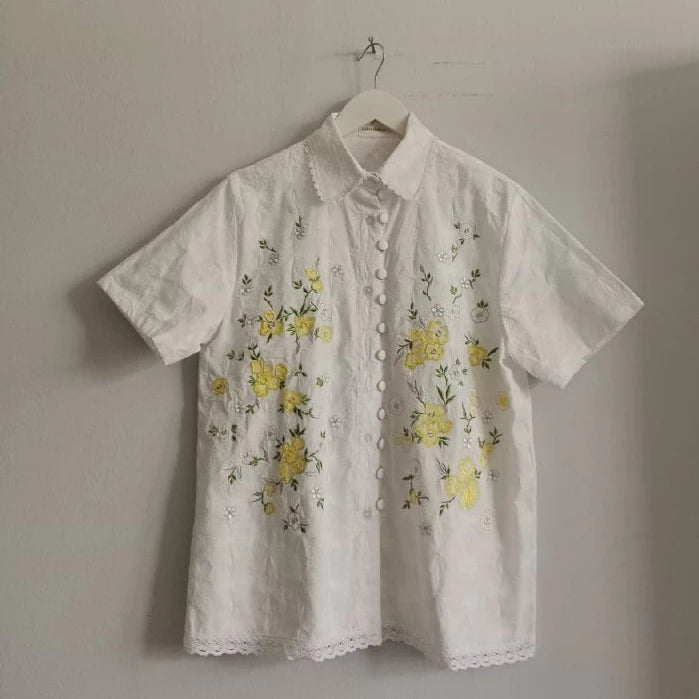 Miura Embroidery Shirt White - Toko Didiyo
