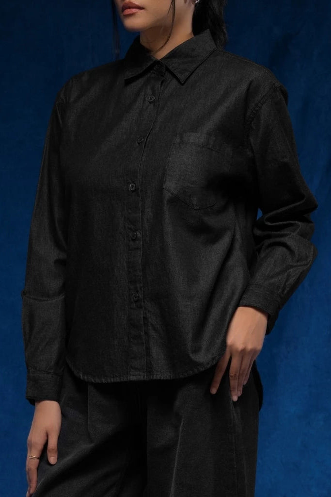 Dara Boyfriend Shirt Black Wash - Daile