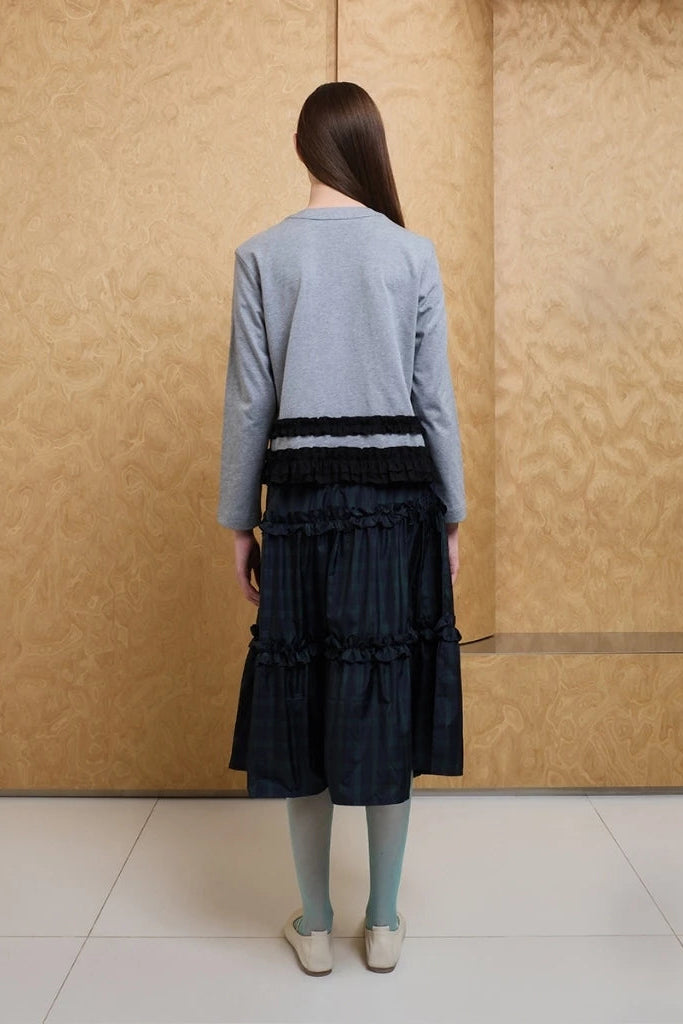 Nylon Tiered Frill Skirt Dark Green - Argyle & Oxford