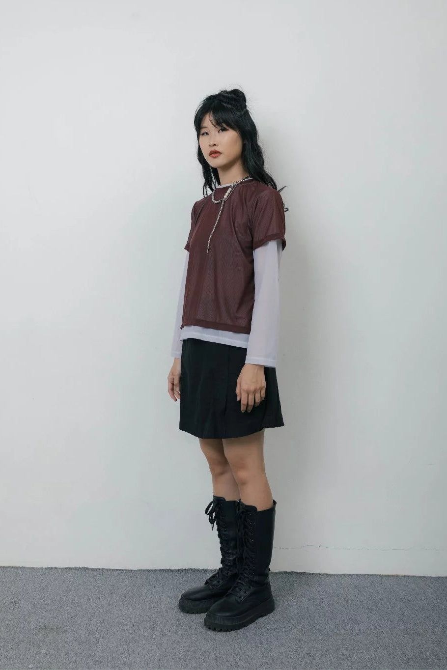 Layered Sheer T-Shirt Grey - Wad Studio