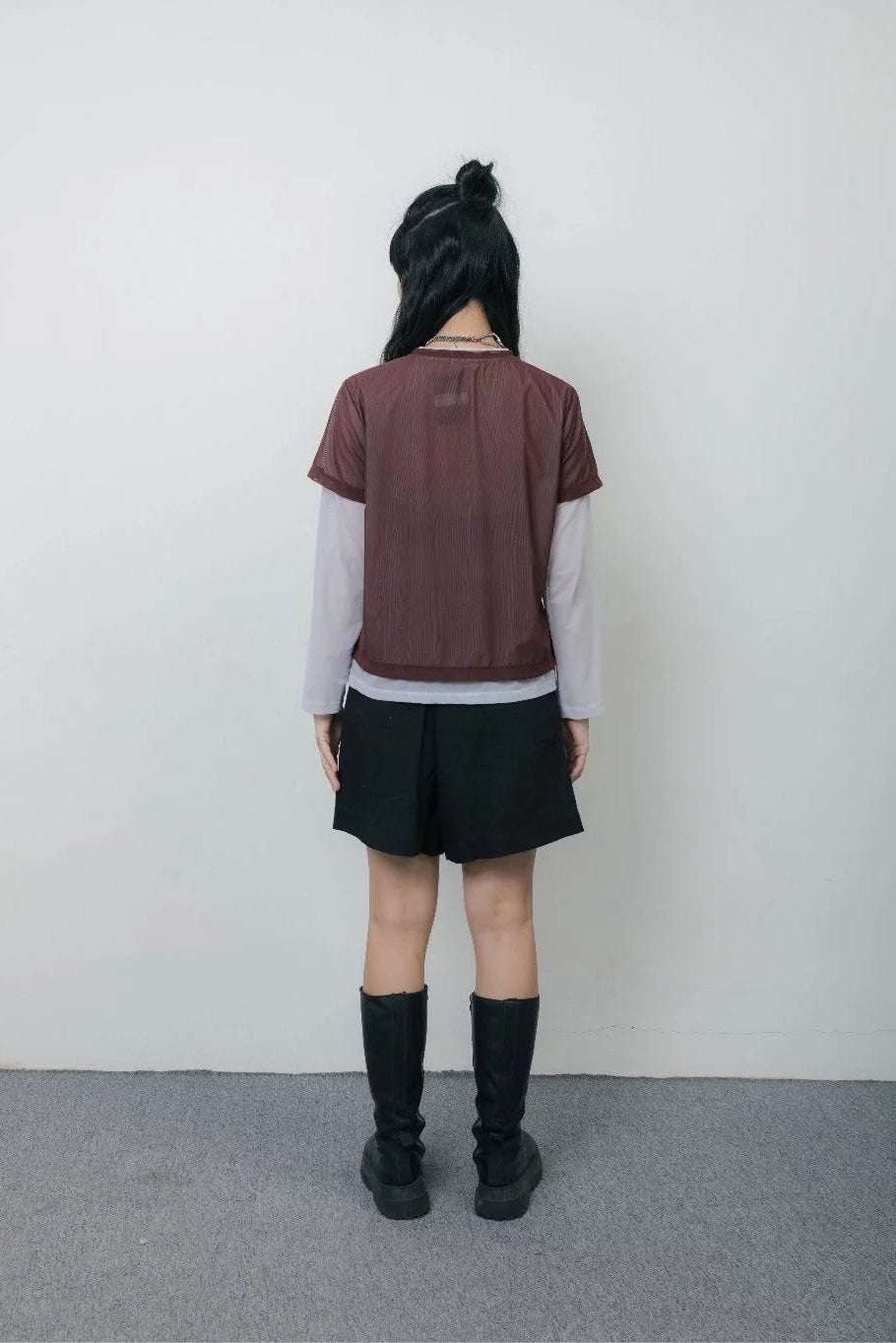 Layered Sheer T-Shirt Grey - Wad Studio