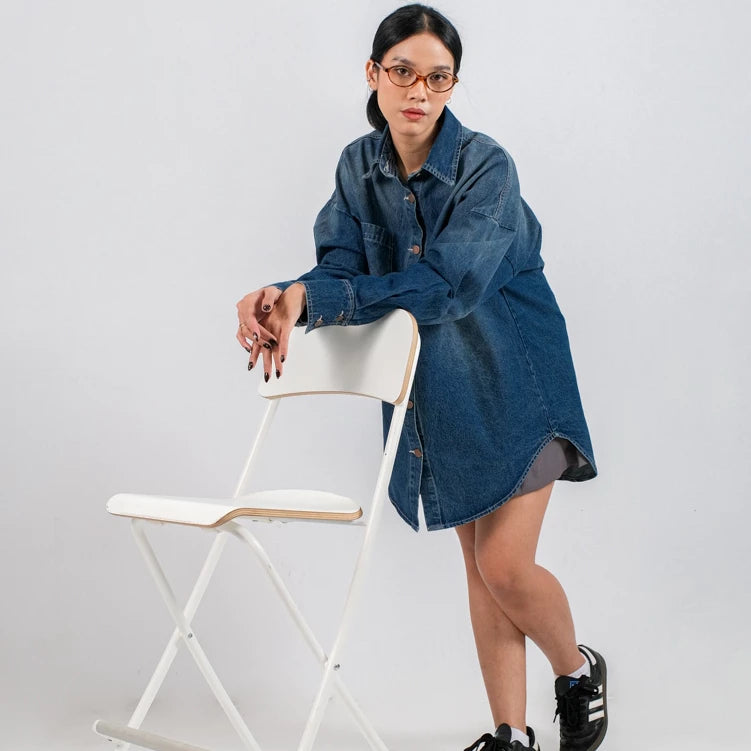 Cleo Oversize Shirt Dark Teal Blue - Ambra La Moda