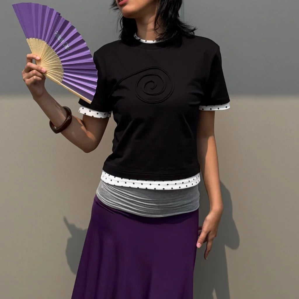 Swirl Layered Baby Tee Black - Prelude Choir
