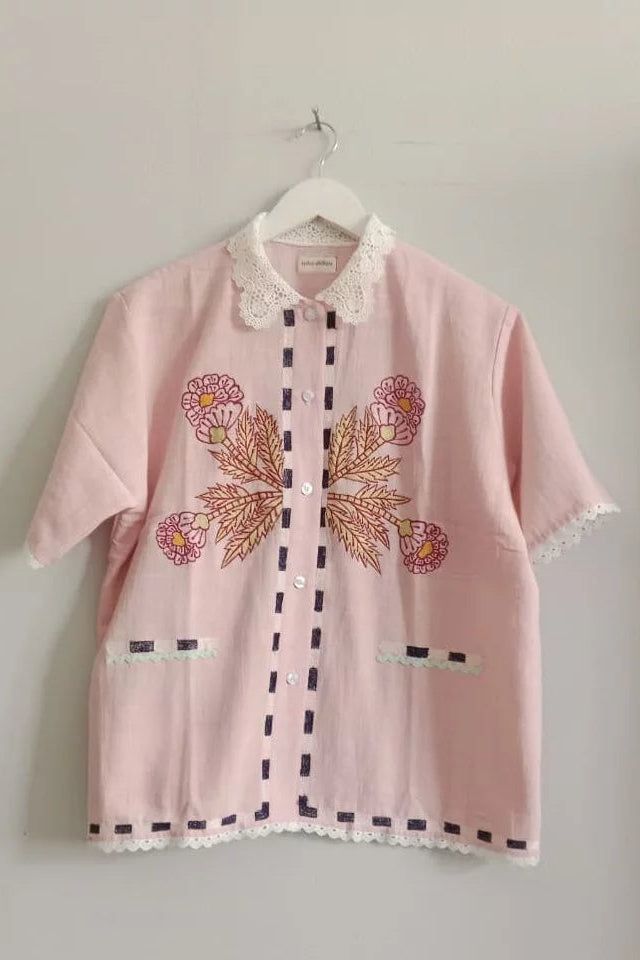 Kenny Embroidery Shirt Pink - Toko Didiyo