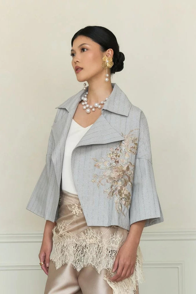 Oscar Embroidery Jacket Denim - Mine