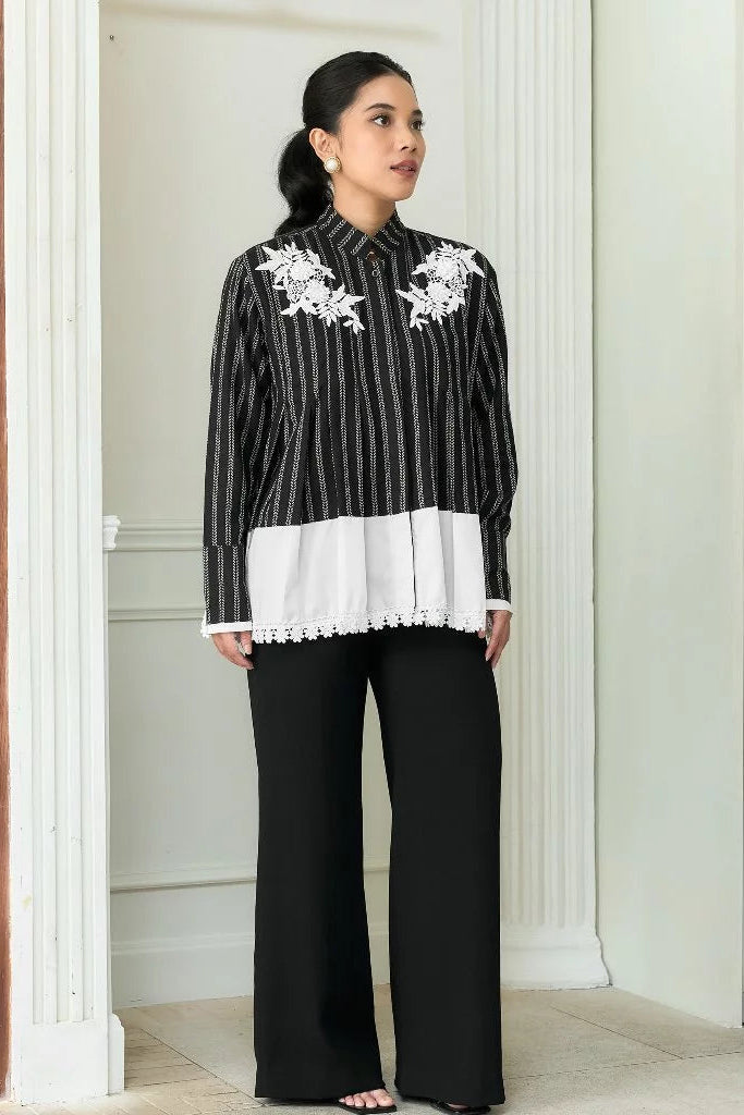 Duma Kemeja Embroidery Hitam - Mine