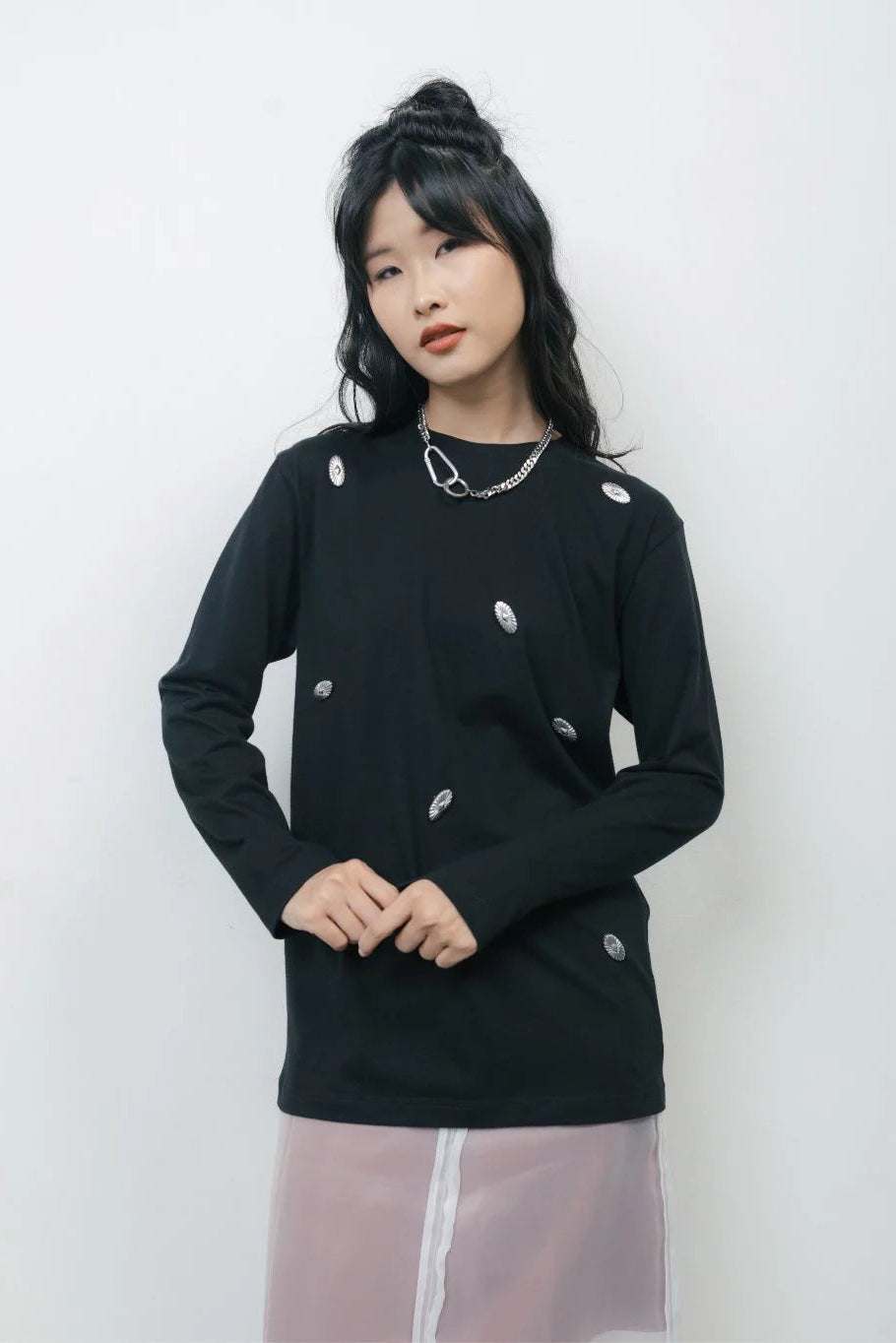 Studded Longsleeve T- Shirt Black - Wad Studio