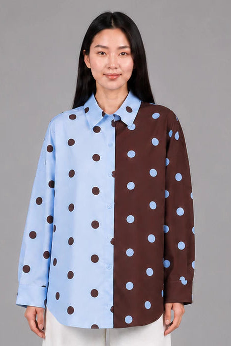 Polka 2 Tone Oversize Blue Brwon - Aumone
