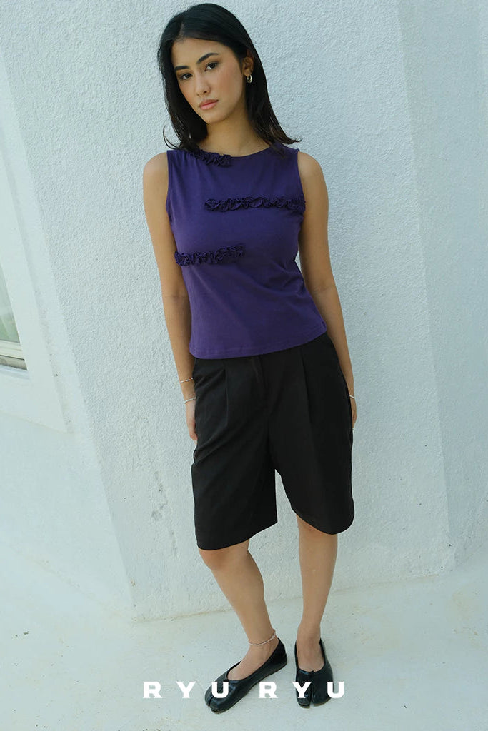 Iris Ruffle Tank In Purple - Ryuryu