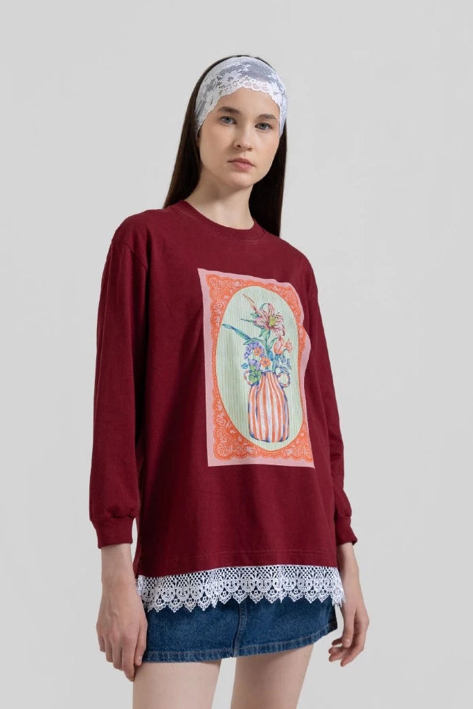 Bloom Tee Burgundy - Tuff Puff