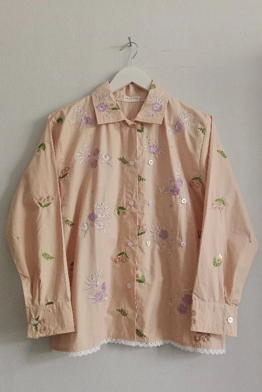 Sade Embroidery Longsleeve Shirt Khaki - Toko Didiyo