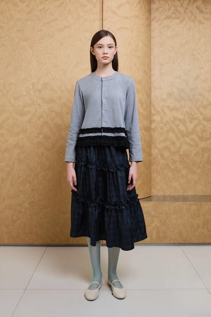 Nylon Tiered Frill Skirt Dark Green - Argyle & Oxford
