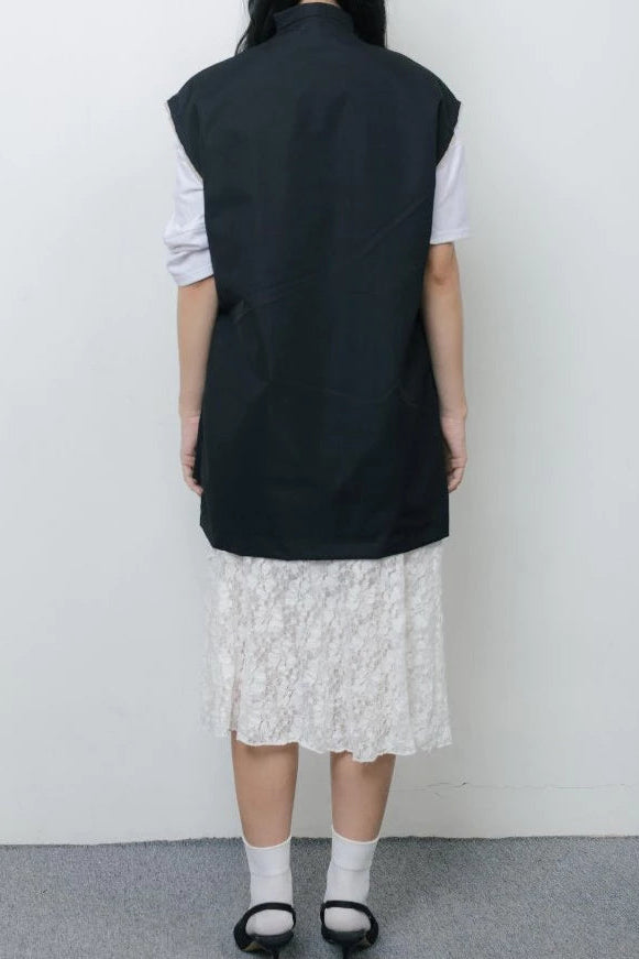 Buckle Sleeveless Blazer Black - Wad Studio