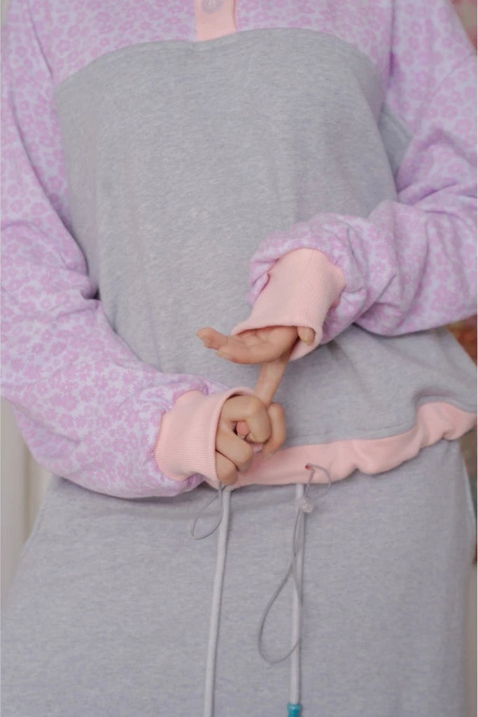 Momo Button Sweater Grey - Pink - Hintuturo