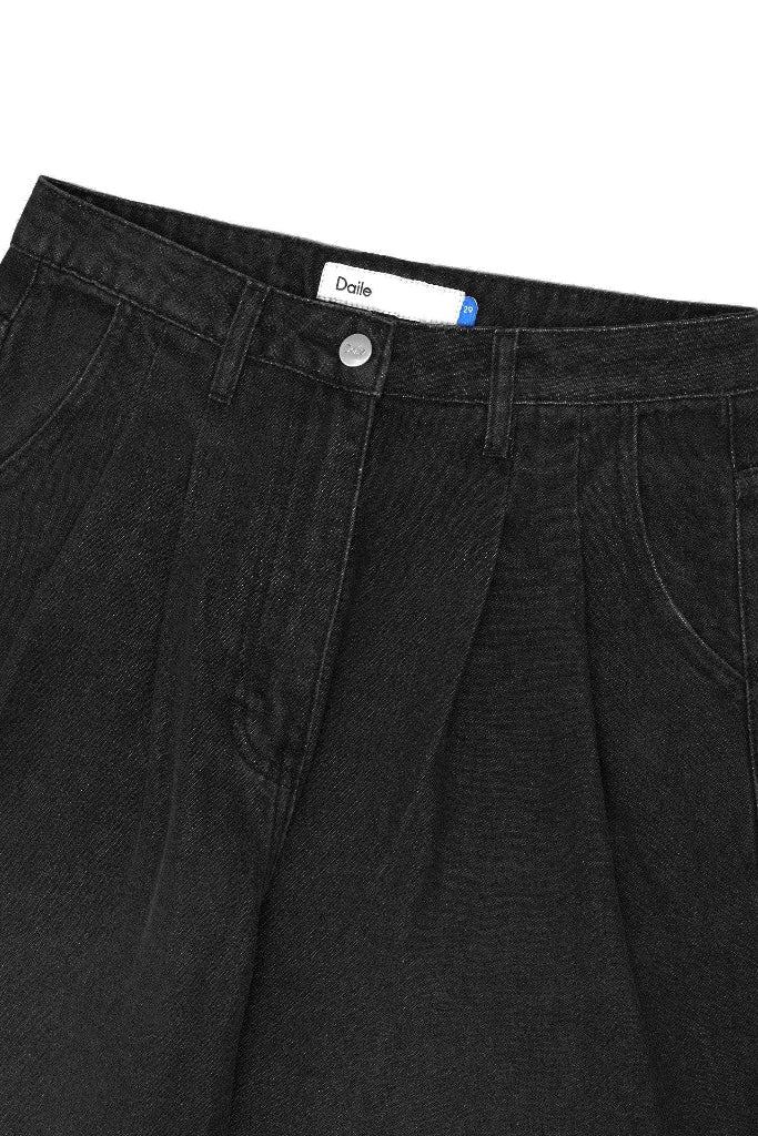 Emily Denim Wide Leg Pants Black Wash - Daile