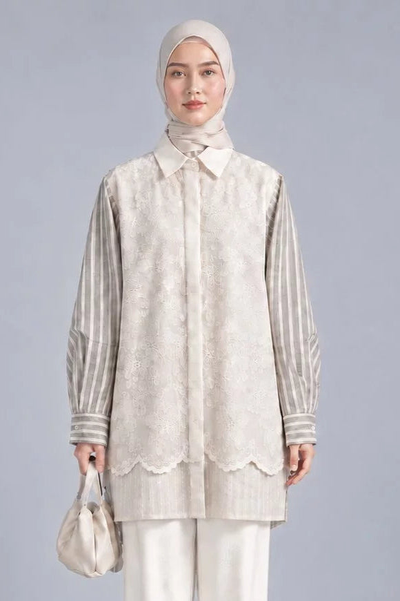 Emo Triple Shirt Creme ST Grey - Aumone