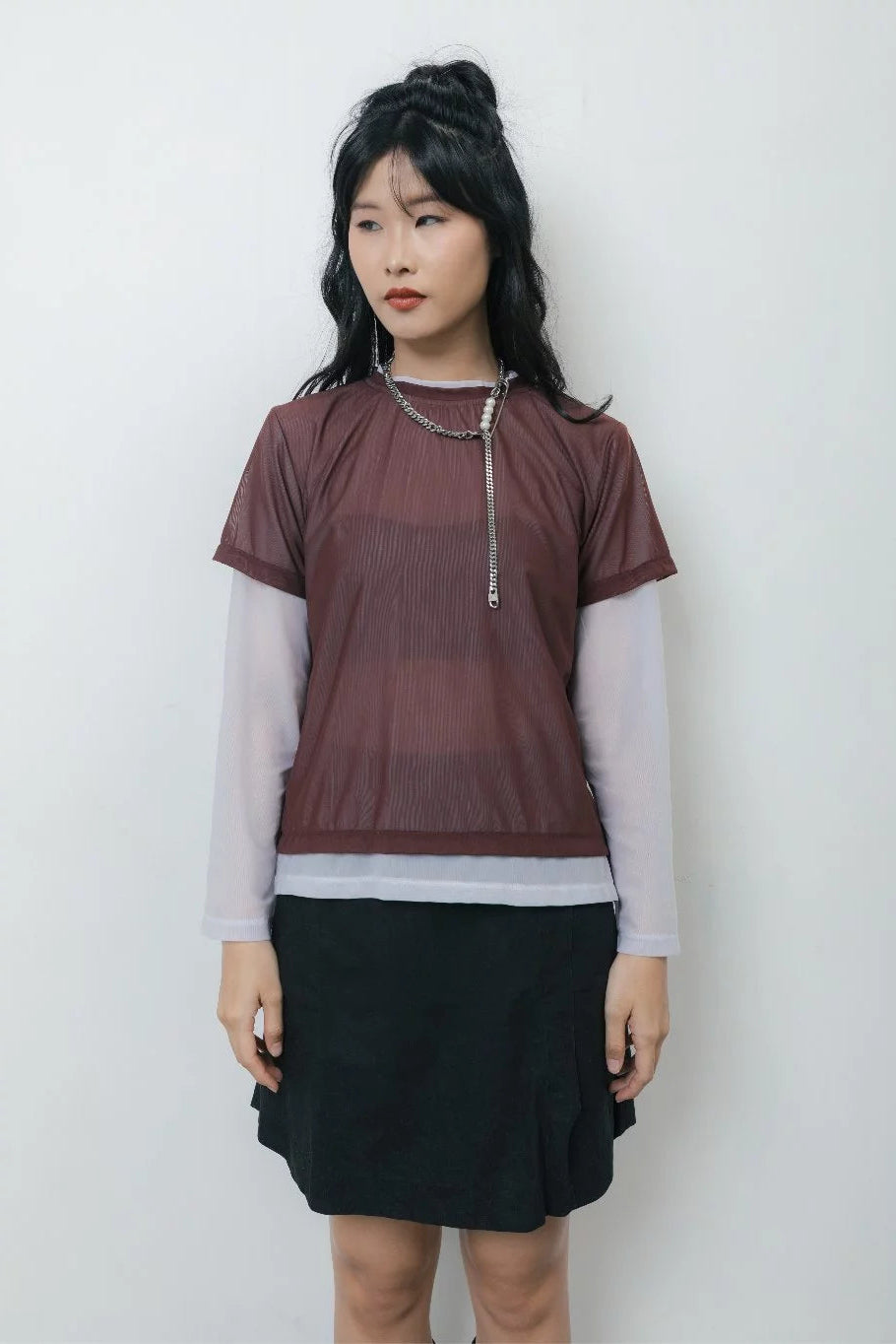 Layered Sheer T-Shirt Grey - Wad Studio