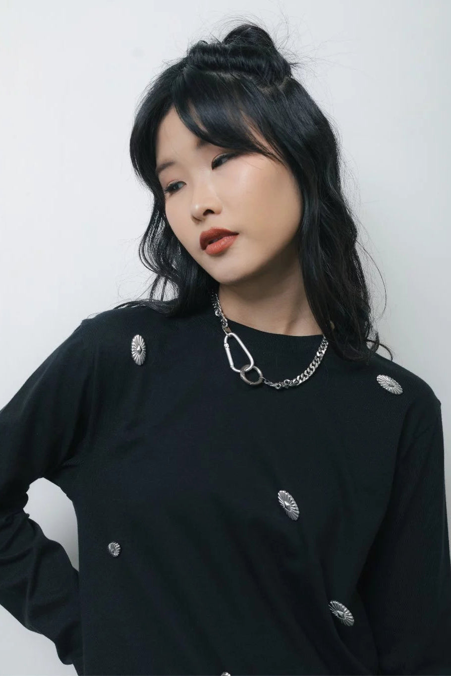 Studded Longsleeve T- Shirt Black - Wad Studio