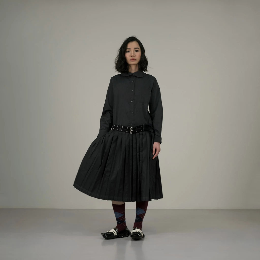 Belted Shirt Dress In Grey - Argyle & Oxford