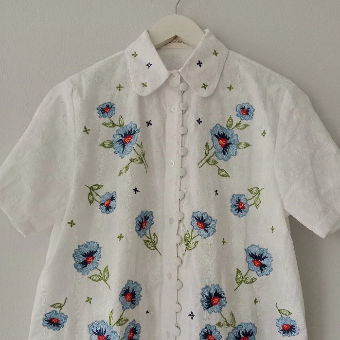 Chiquita Embroidery Shirt White - Toko Didiyo